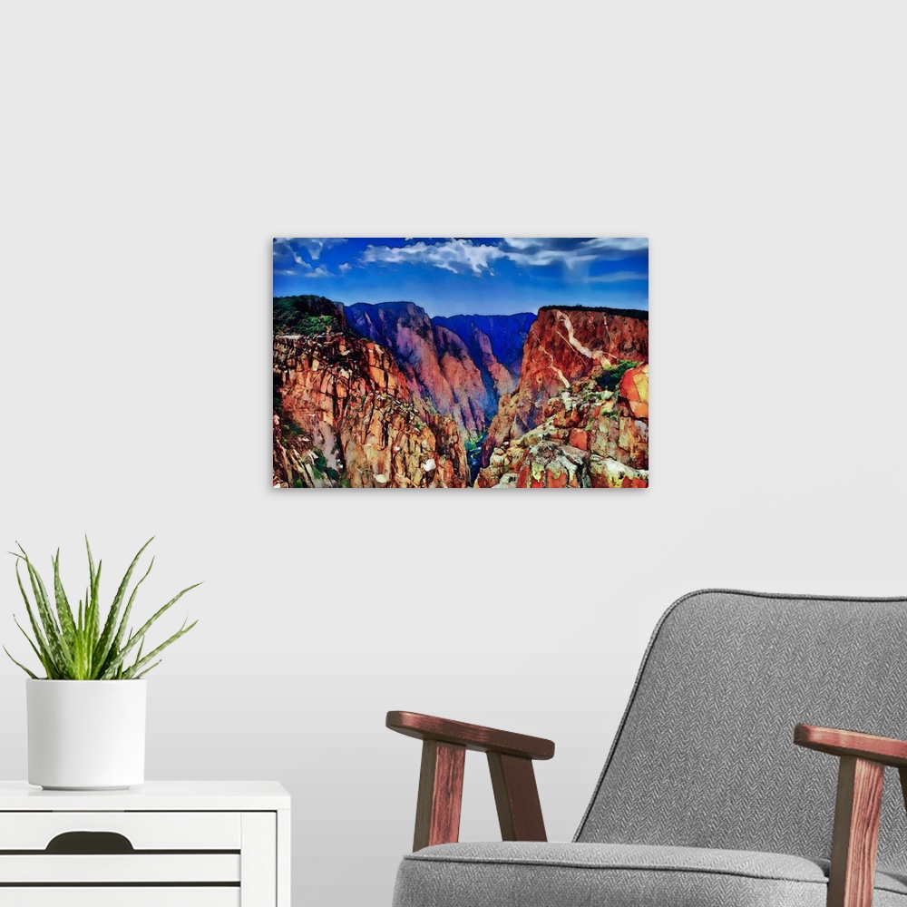 A modern room featuring Image of Black Canyon of the Gunnison National Park is in western Colorado, done with a filter ef...