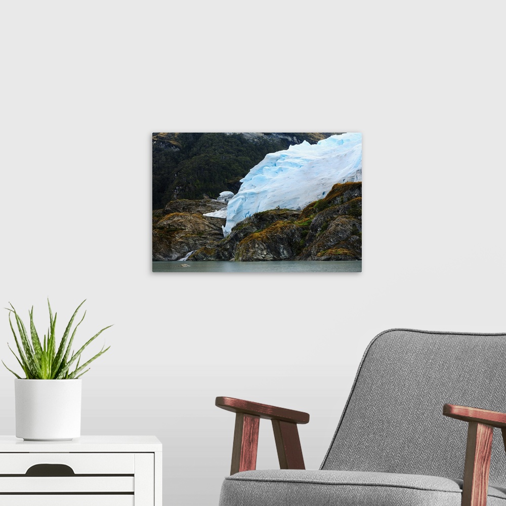 A modern room featuring A glacier in the Darwin Mountain range, Alberto de Agostini National Park, Tierra del Fuego, Pata...