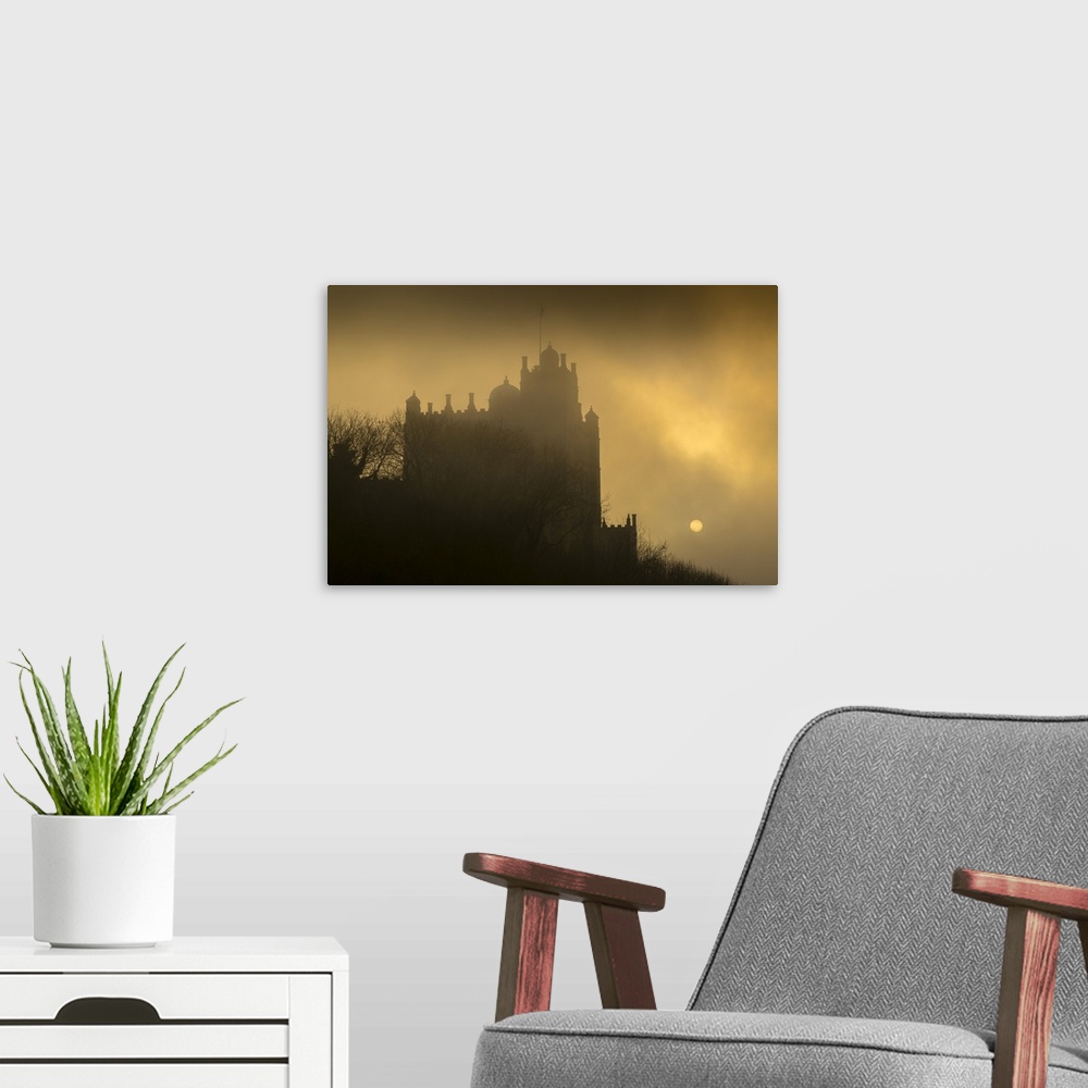 A modern room featuring Bolsover Castle sunset, Bolsover, North Derbyshire, England, United Kingdom, Europe