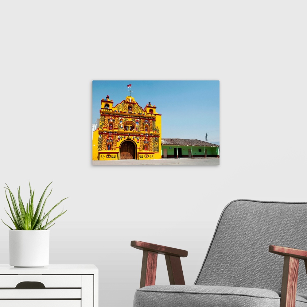 A modern room featuring Church, San Andres Xecul, Guatemala, Central America