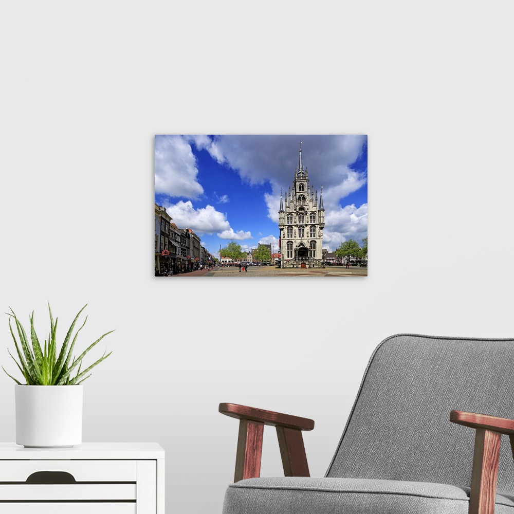 A modern room featuring City Hall on the Market Square of Gouda, South Holland, Netherlands