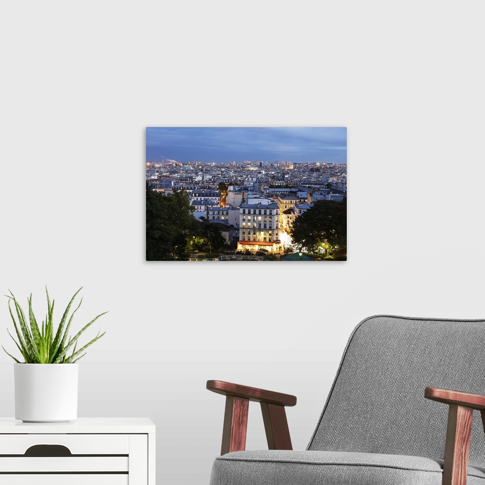 A modern room featuring City skyline from Montmartre, Paris, France, Europe