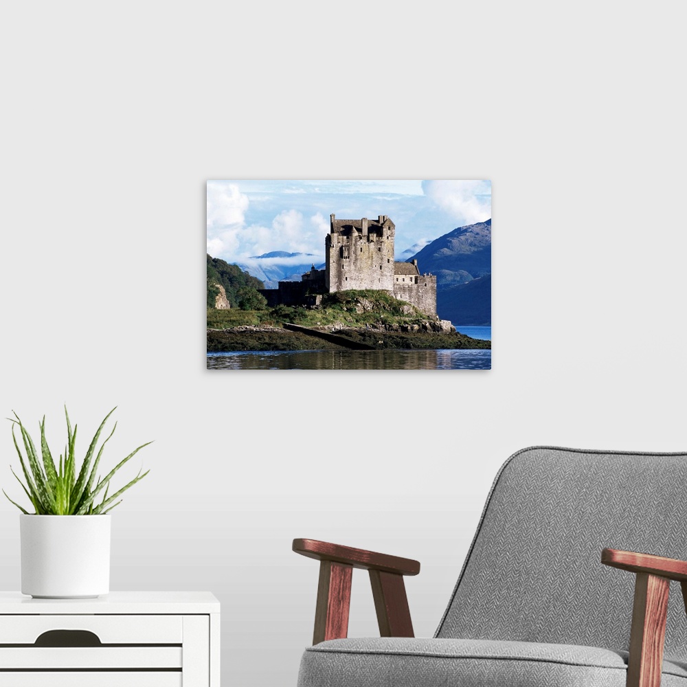 A modern room featuring Eilean Donan Castle, Highland region, Scotland, United Kingdom, Europe