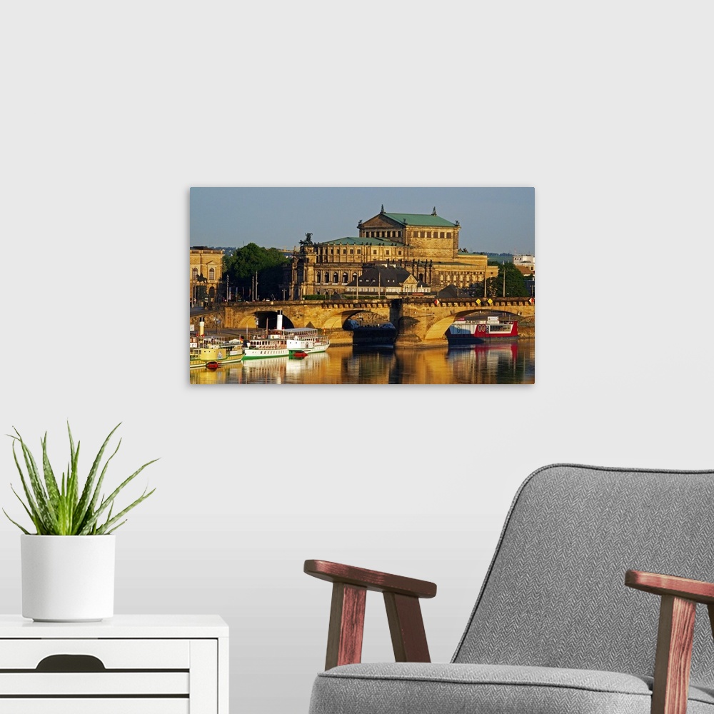 A modern room featuring Elbe River, Semper Opera House, Dresden, Saxony, Germany