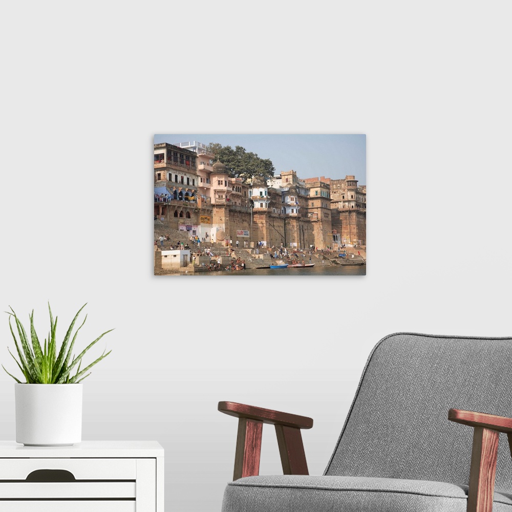 A modern room featuring Ghats, Varanasi, Uttar Pradesh, India, Asia