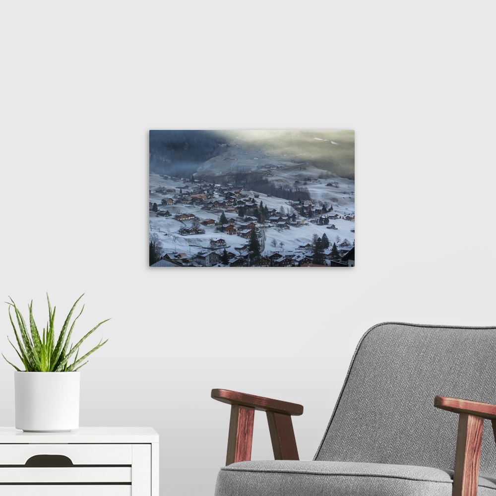 A modern room featuring Grindelwald, Jungfrau region, Bernese Oberland, Swiss Alps, Switzerland, Europe