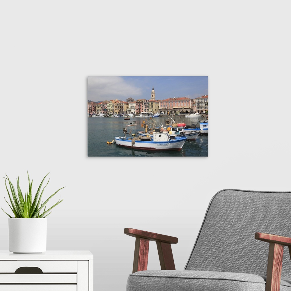 A modern room featuring Harbor, Oneglia, Imperia, Liguria, Italian Riviera, Italy, Europe