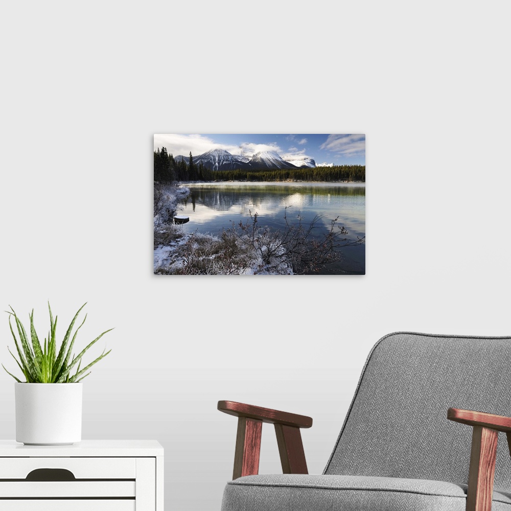 A modern room featuring Herbert Lake and Bow Range, Banff National Park, Rocky Mountains, Alberta, Canada