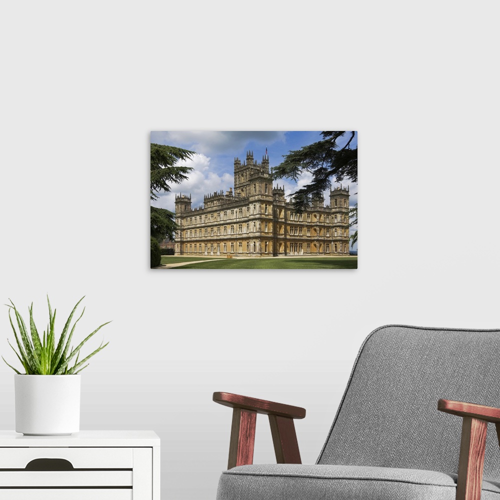 A modern room featuring Highclere Castle, home of the Earl of Carnarvon, England