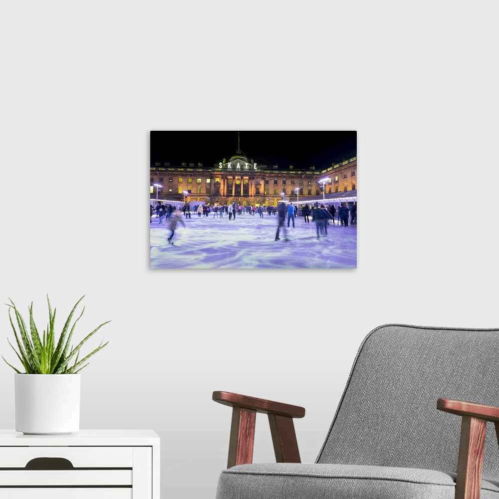 A modern room featuring Ice skating, Somerset House, London, England