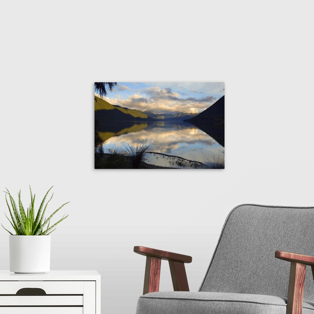 A modern room featuring Lake Rotoroa and Travers Range, Nelson Lakes National Park, South Island, New Zealand