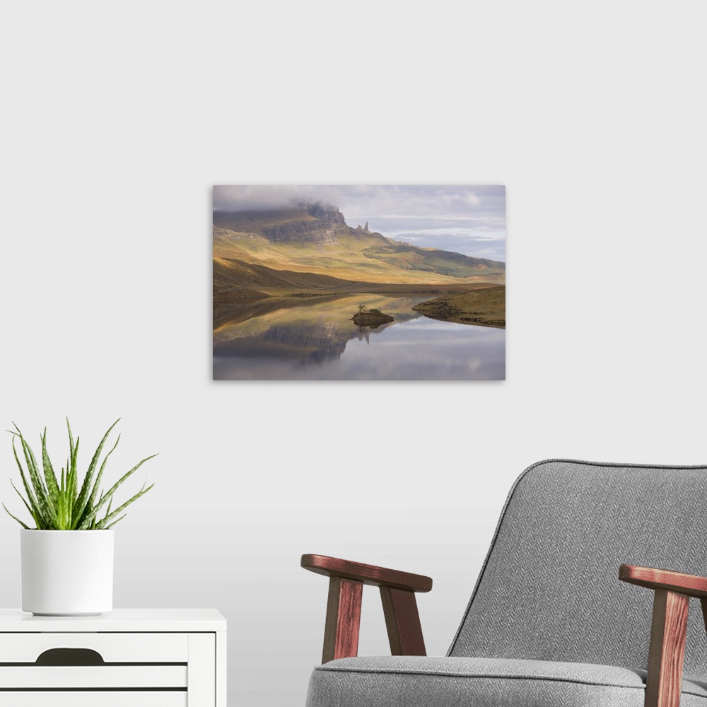 A modern room featuring Loch Leathan, The Old Man of Storr, Isle of Skye, Inner Hebrides, Scotland