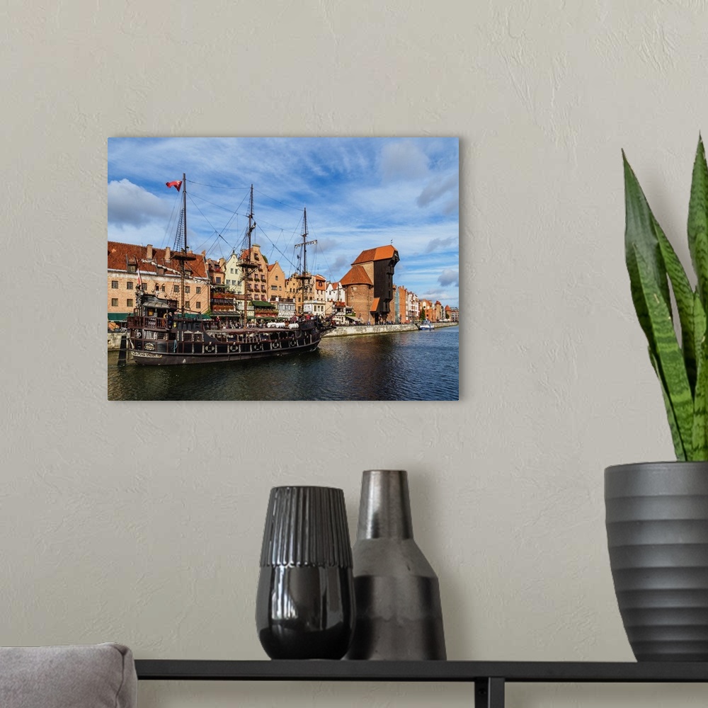 A modern room featuring Motlawa River and Medieval Port Crane Zuraw, Old Town, Gdansk, Pomeranian Voivodeship, Poland