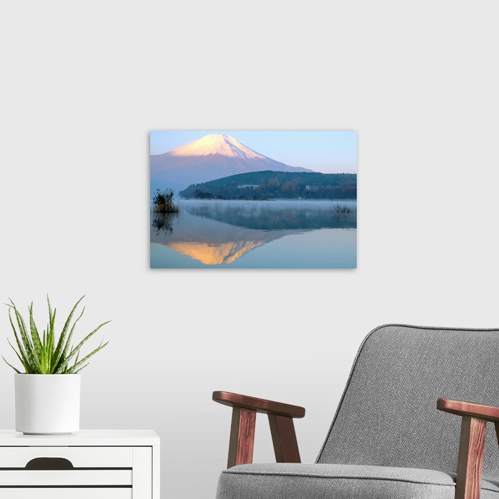 A modern room featuring Mt. Fuji and Yamanaka ko (lake), Yamanashi, Japan