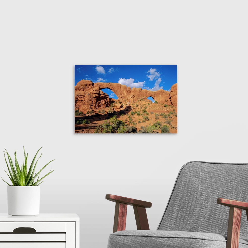 A modern room featuring North Window and South Window, Arches National Park, Utah
