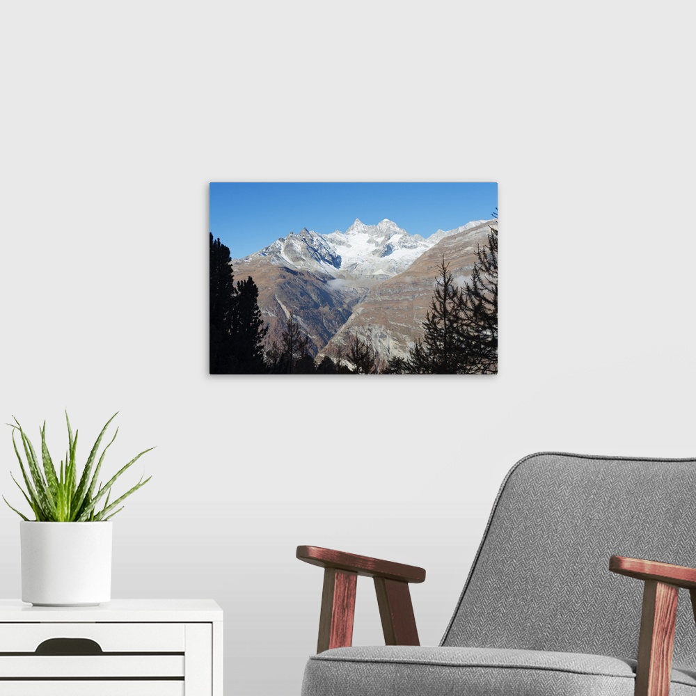 A modern room featuring Obergabelhorn, 4053m, Zermatt, Valais, Swiss Alps, Switzerland, Europe