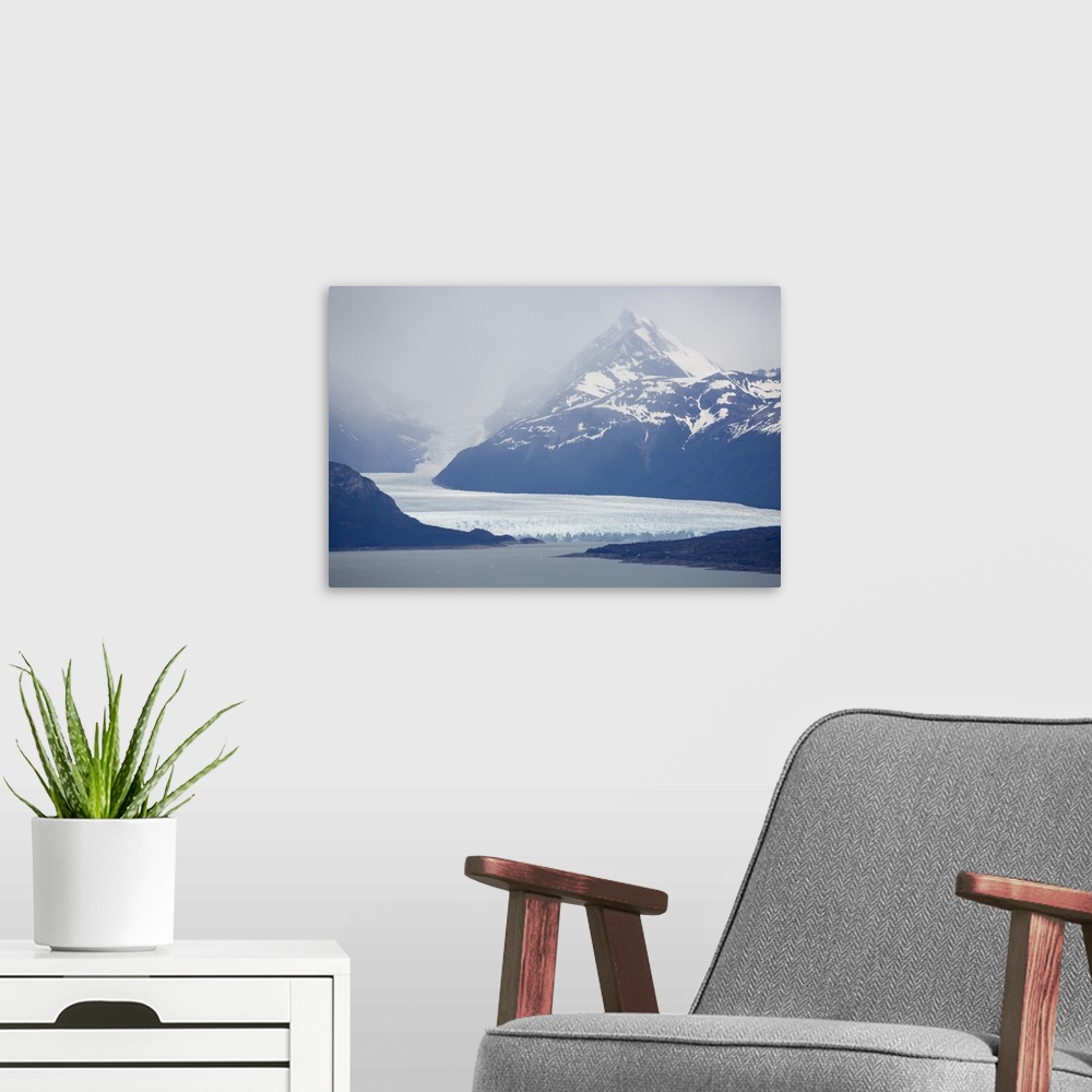 A modern room featuring Perito Moreno Glacier on Lago Argentino, El Calafate, Parque Nacional Los Glaciares, UNESCO World...