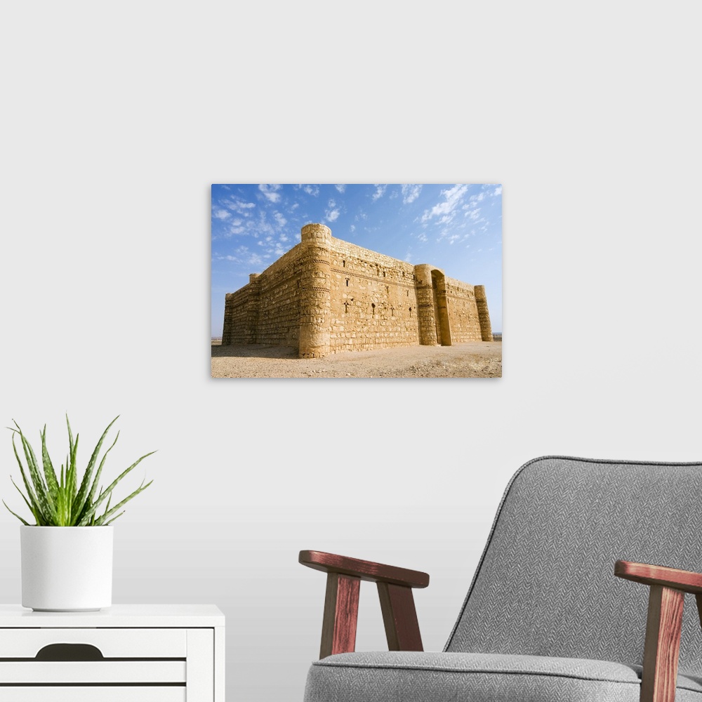 A modern room featuring Qasr al Kharaneh desert fort,  Amra, Jordan, Middle East