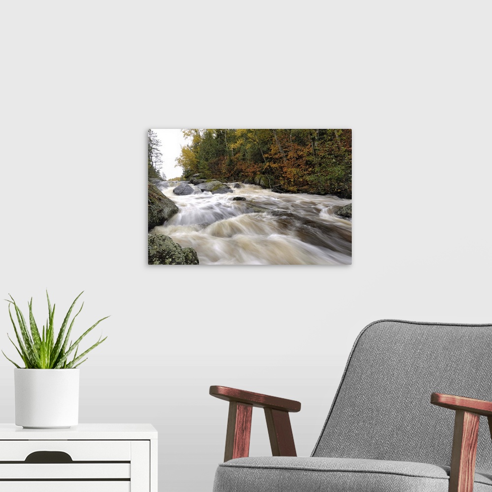 A modern room featuring Rapids between Mora Lake and Little Saganaga Lake, Superior National Forest, Minnesota