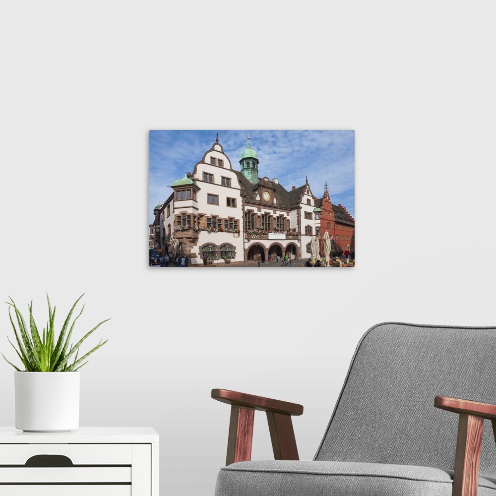 A modern room featuring Rathaus, Rathausplatz, Freiburg im Breisgau, Black Forest, Baden-Wurttemberg, Germany, Europe
