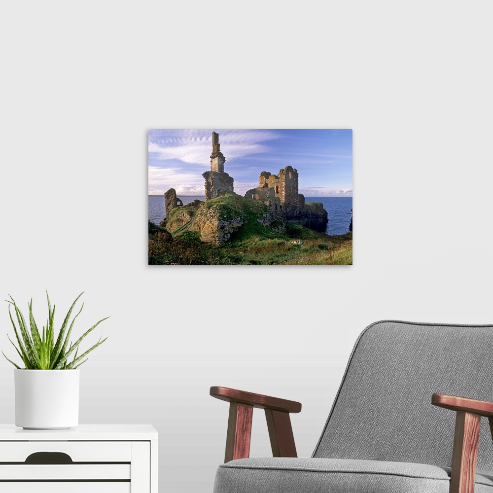 A modern room featuring Sinclair castle near Wick, Caithness, Scotland, United Kingdom