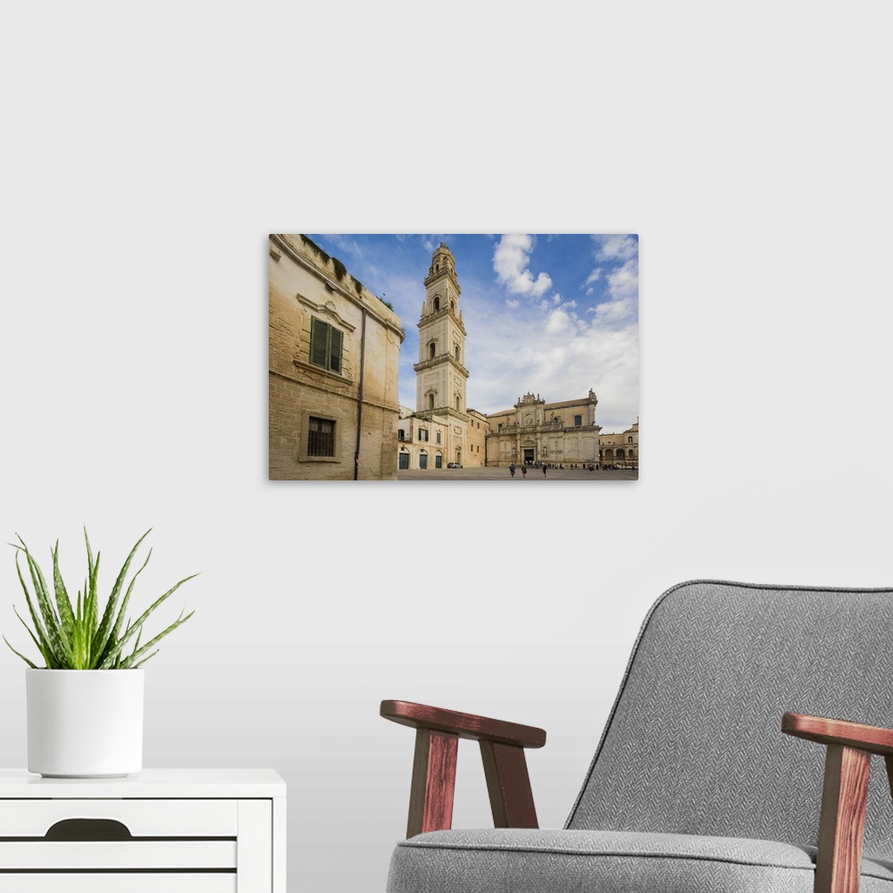 A modern room featuring The Baroque style of the ancient Lecce Cathedral in the old town, Lecce, Apulia, Italy