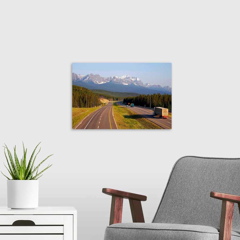 A modern room featuring Transcanada Highway near Lake Louise, Banff National Park, Rocky Mountains, Alberta, Canada