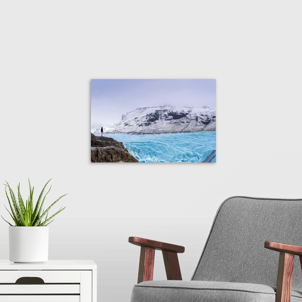 A modern room featuring Vatnajokull glacier near Skalafsll, Iceland, Polar Regions