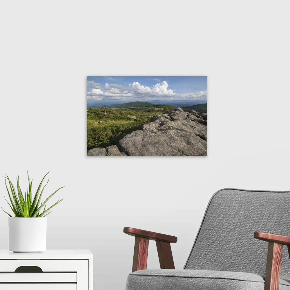 A modern room featuring View from one of the many rocky summits of Grayson Highlands State Park, Virginia, United States ...