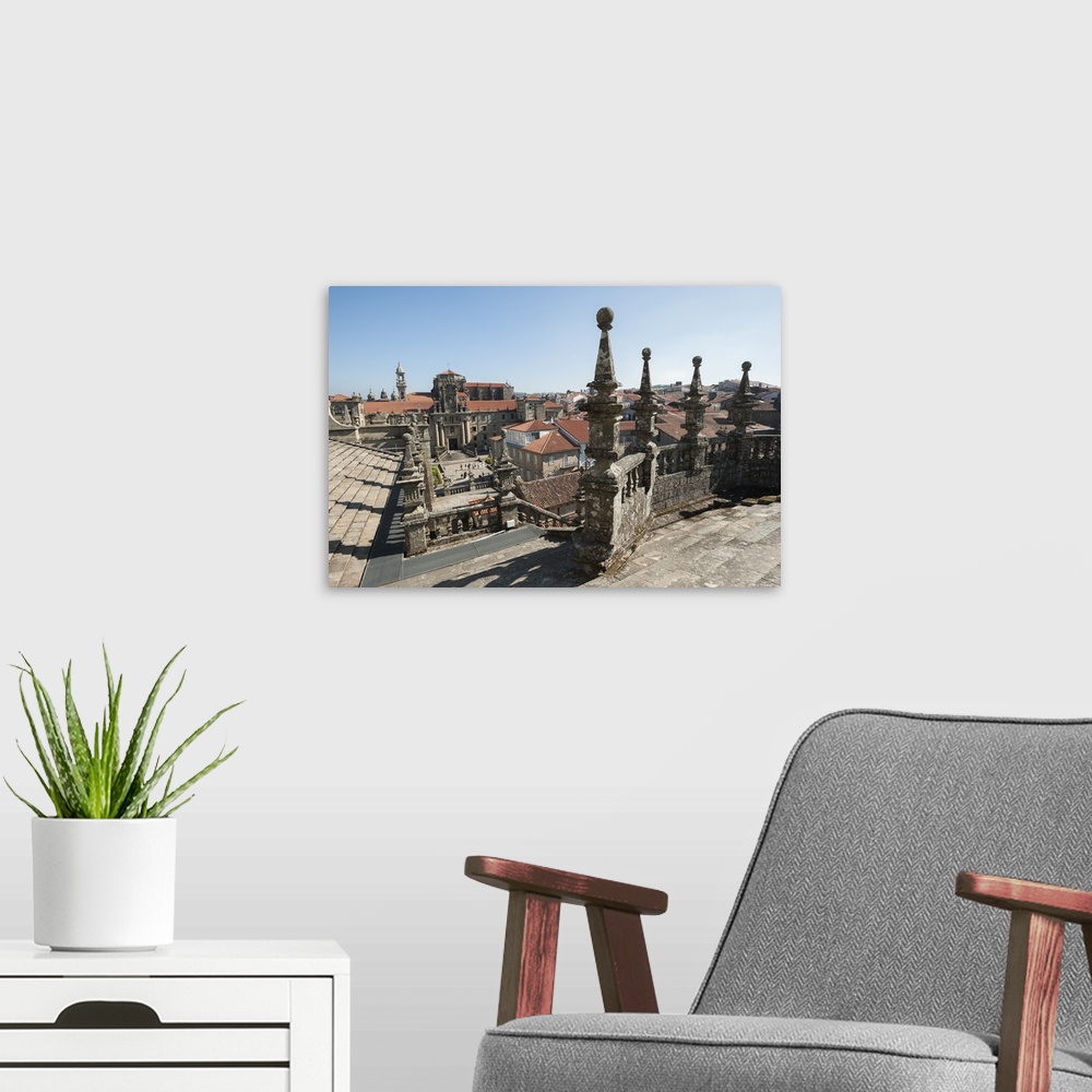A modern room featuring View from the roof of the Cathedral of Santiago de Compostela, Santiago de Compostela, A Coruna, ...