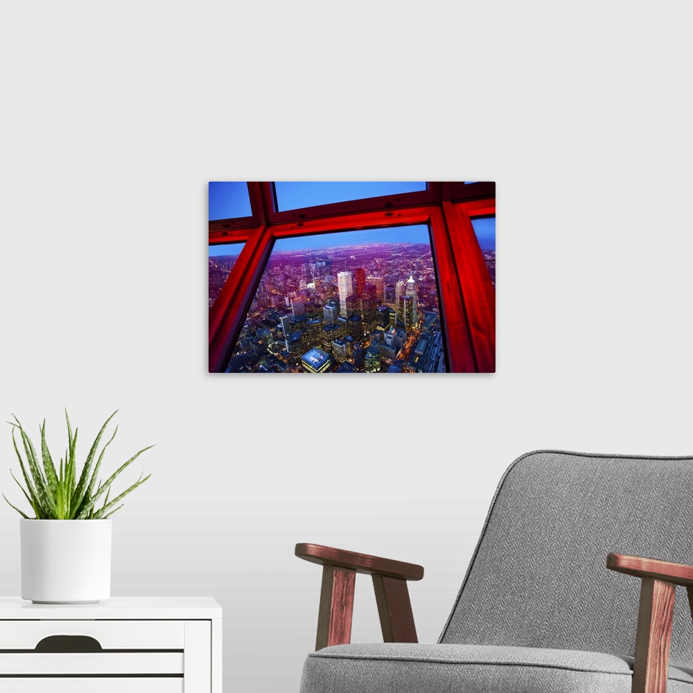 A modern room featuring View of downtown Toronto skyline taken from CN Tower, Toronto, Ontario, Canada