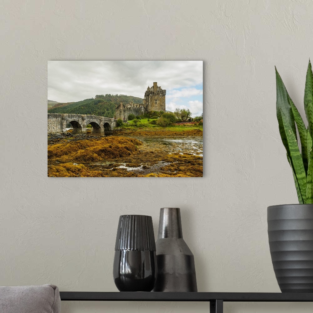A modern room featuring View of Eilean Donan Castle, Dornie, Highlands, Scotland, United Kingdom, Europe