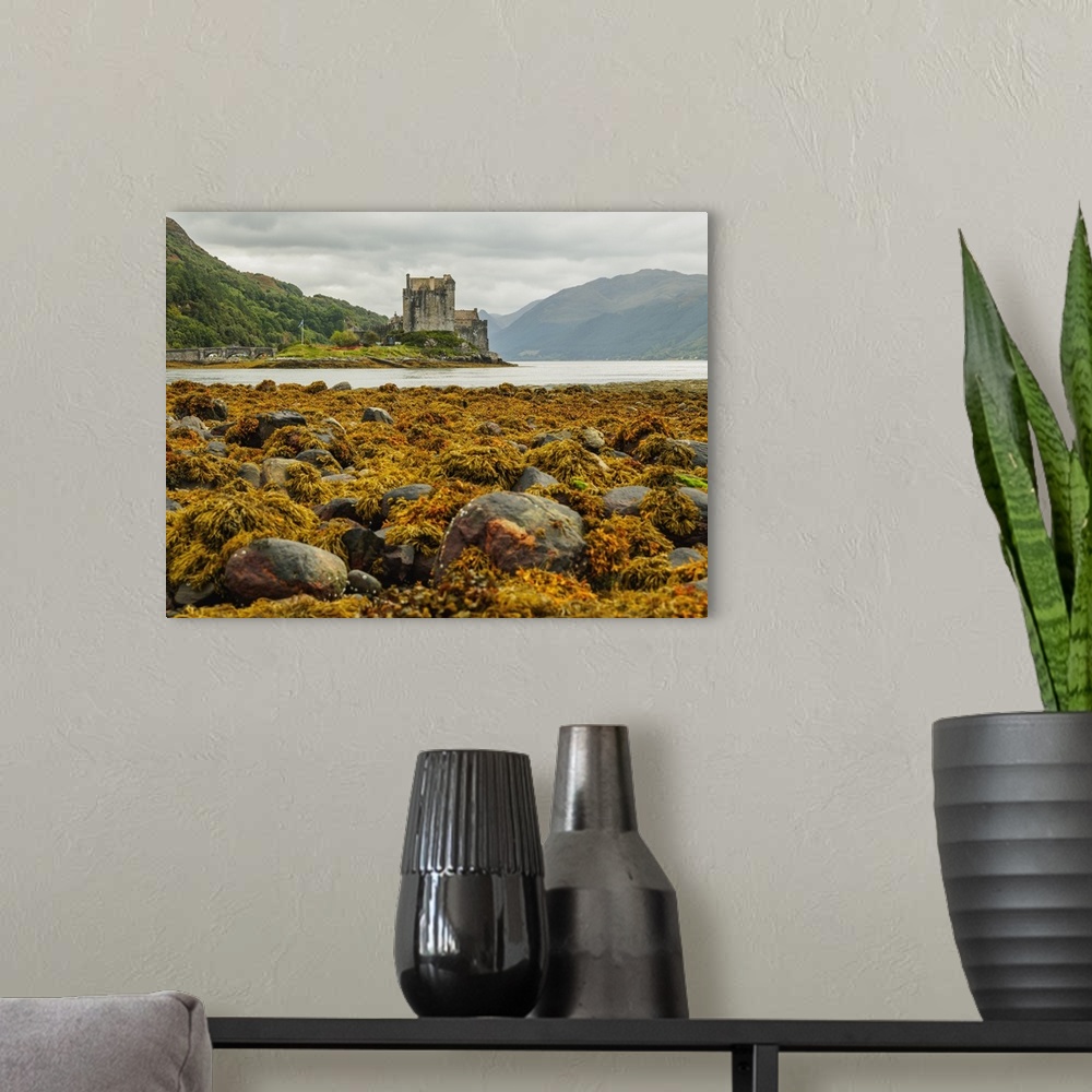 A modern room featuring View of the Eilean Donan Castle, Dornie, Highlands, Scotland, United Kingdom, Europe