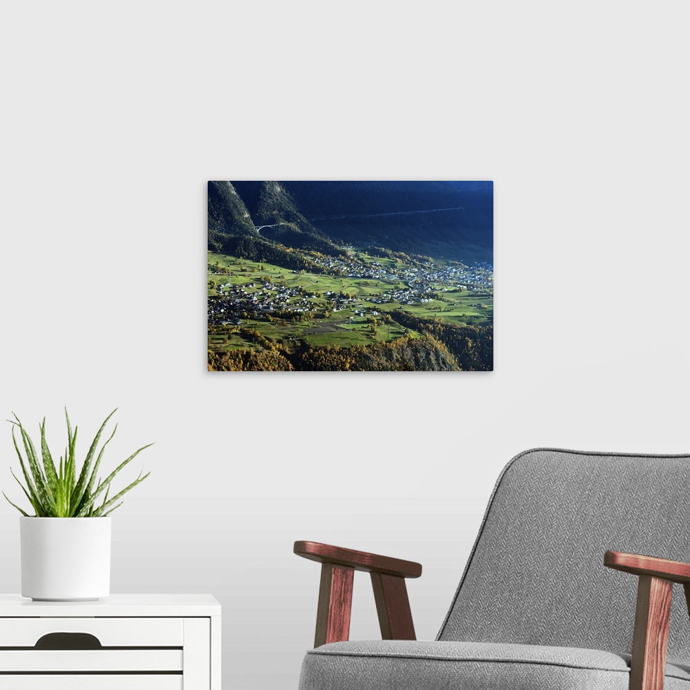 A modern room featuring Village of Termen near Brig, Valais, Swiss Alps, Switzerland, Europe