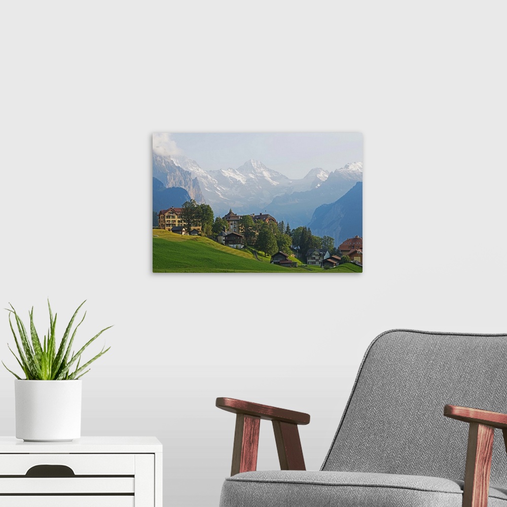 A modern room featuring Wengen, Bernese Oberland, Swiss Alps, Switzerland, Europe.