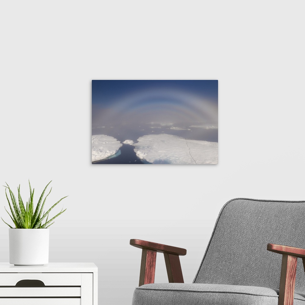 A modern room featuring White rainbow over the ice, Arctic Ocean, Arctic, Norway, Scandinavia, Europe