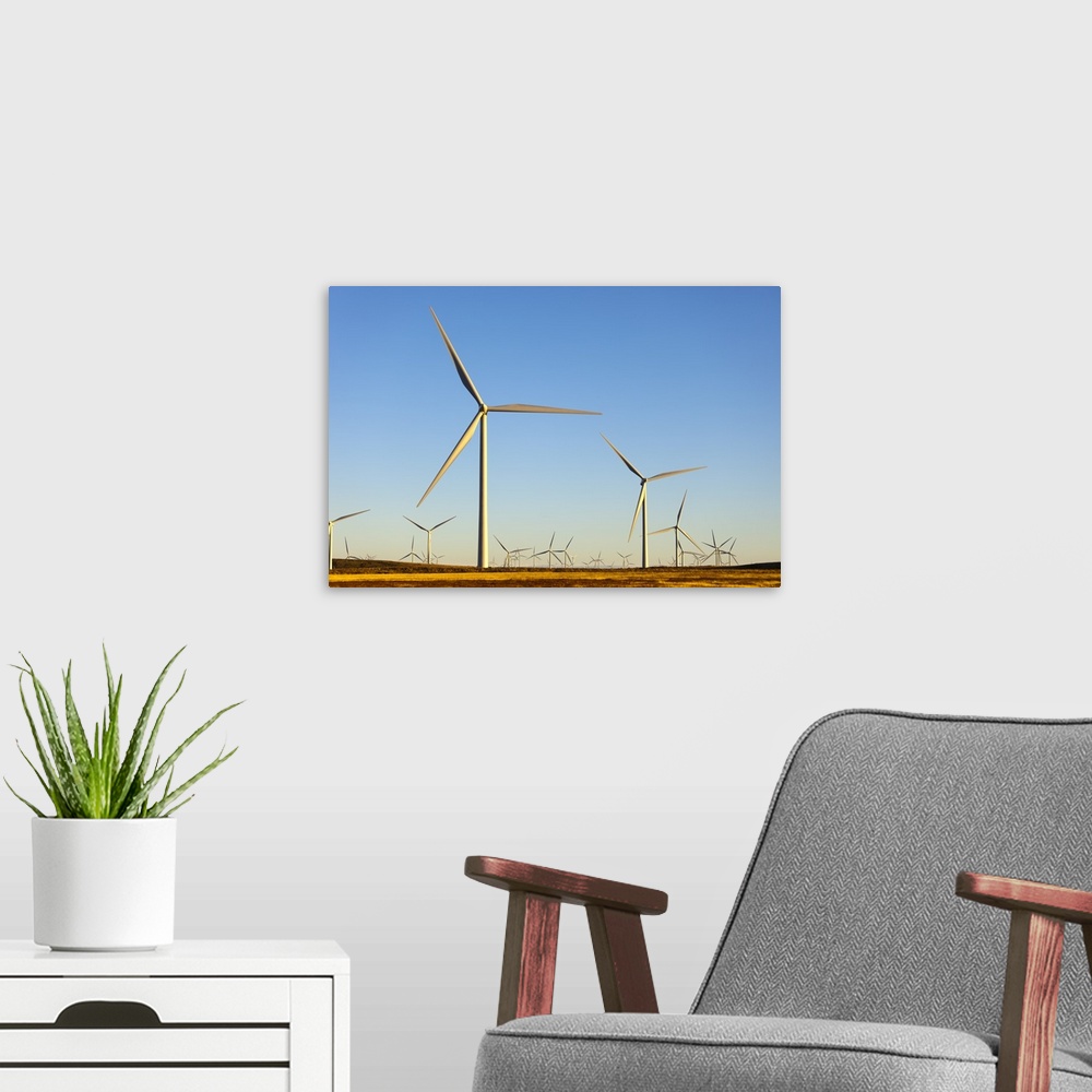 A modern room featuring Wind Turbines, Whitelee Wind Farm, East Renfrewshire, Scotland, United Kingdom, Europe