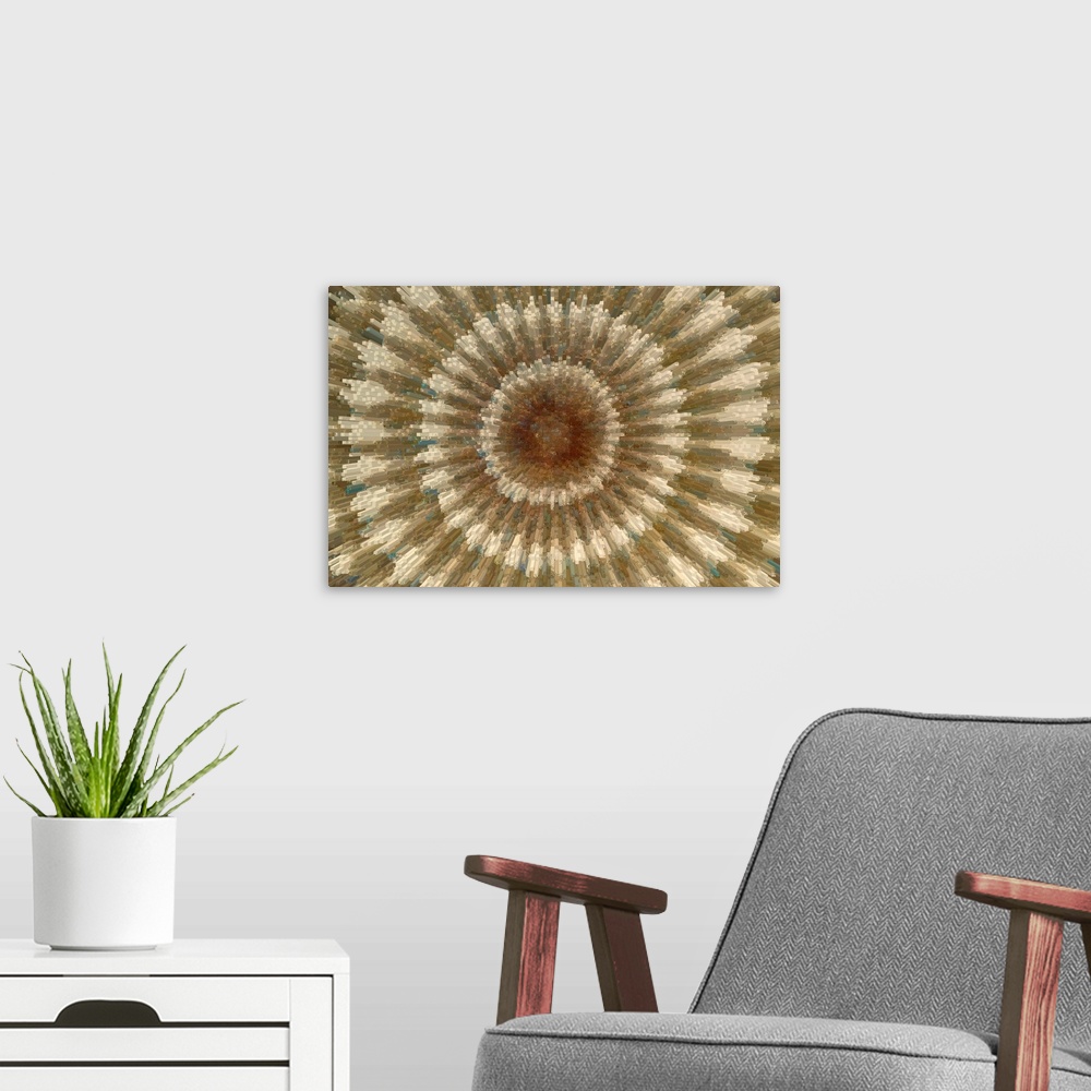 A modern room featuring Abstract image produced by applying digital filters to a cross section of a spine of a sea urchin...