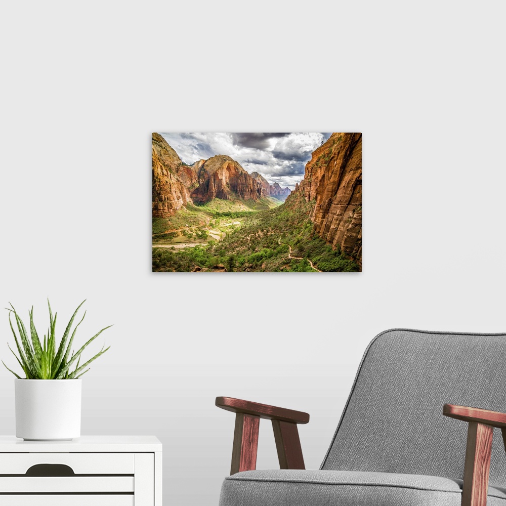 A modern room featuring Colorful Landscape From Zion National Park, Utah