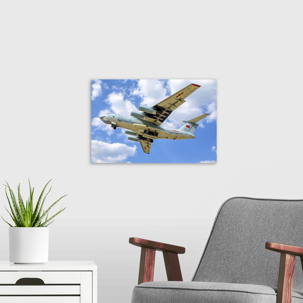 A modern room featuring A People's Liberation Army Air Force Il-76TD transport aircraft.