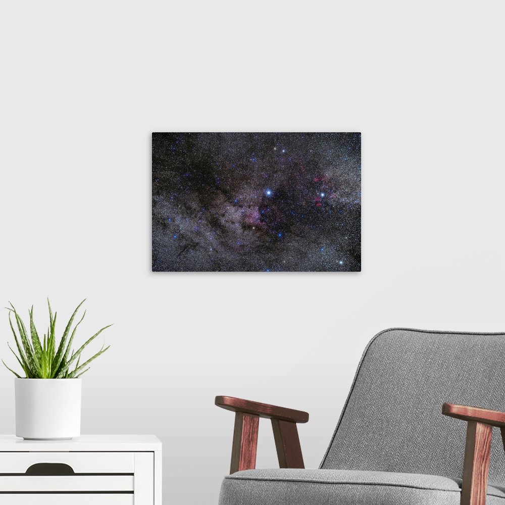 A modern room featuring The region of the summer Milky Way in northern Cygnus containing a rich collection of bright nebu...