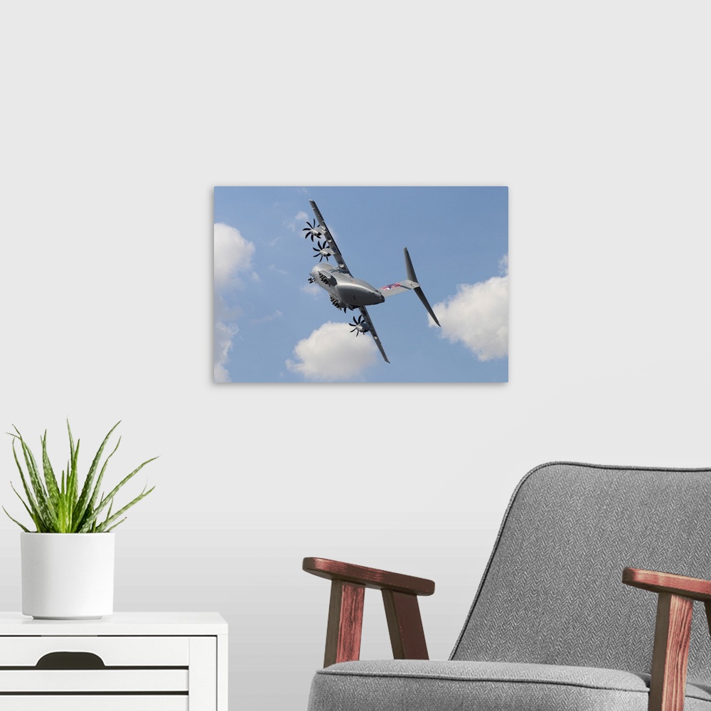 A modern room featuring Airbus A400M taking off.