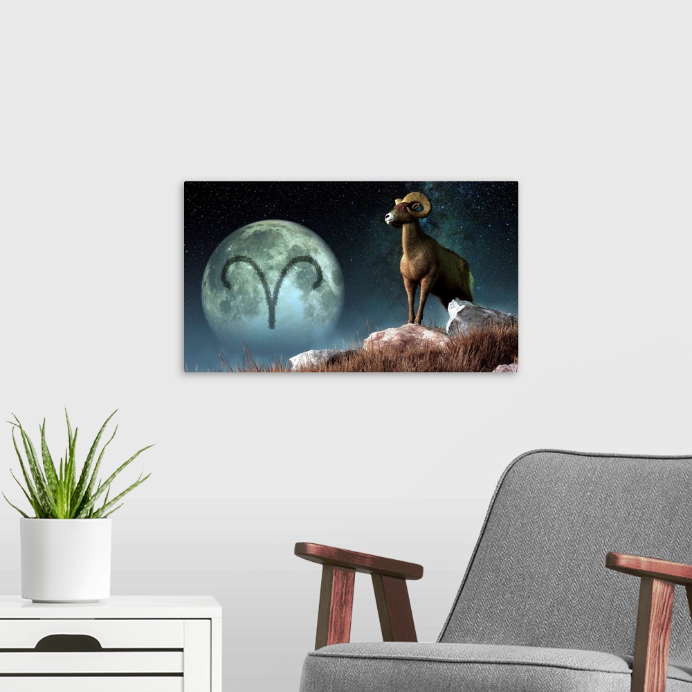 A modern room featuring Aries is the first astrological sign of the Zodiac.  Its symbol is the ram.