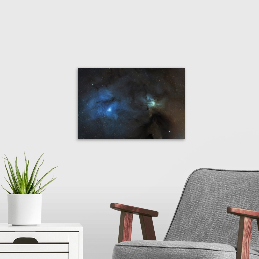 A modern room featuring IC 4603 dust and reflection nebula.