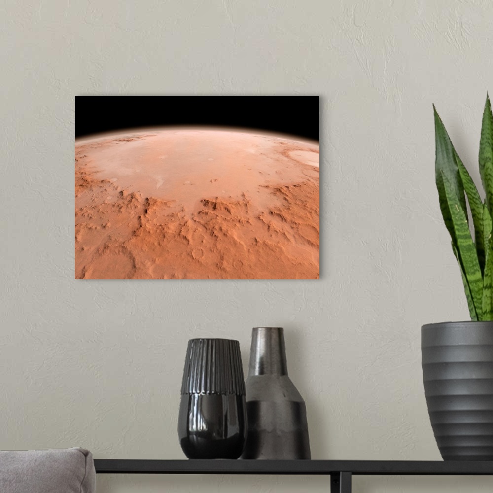 A modern room featuring Illustration of the Argyre impact basin in the southern highlands of Mars.