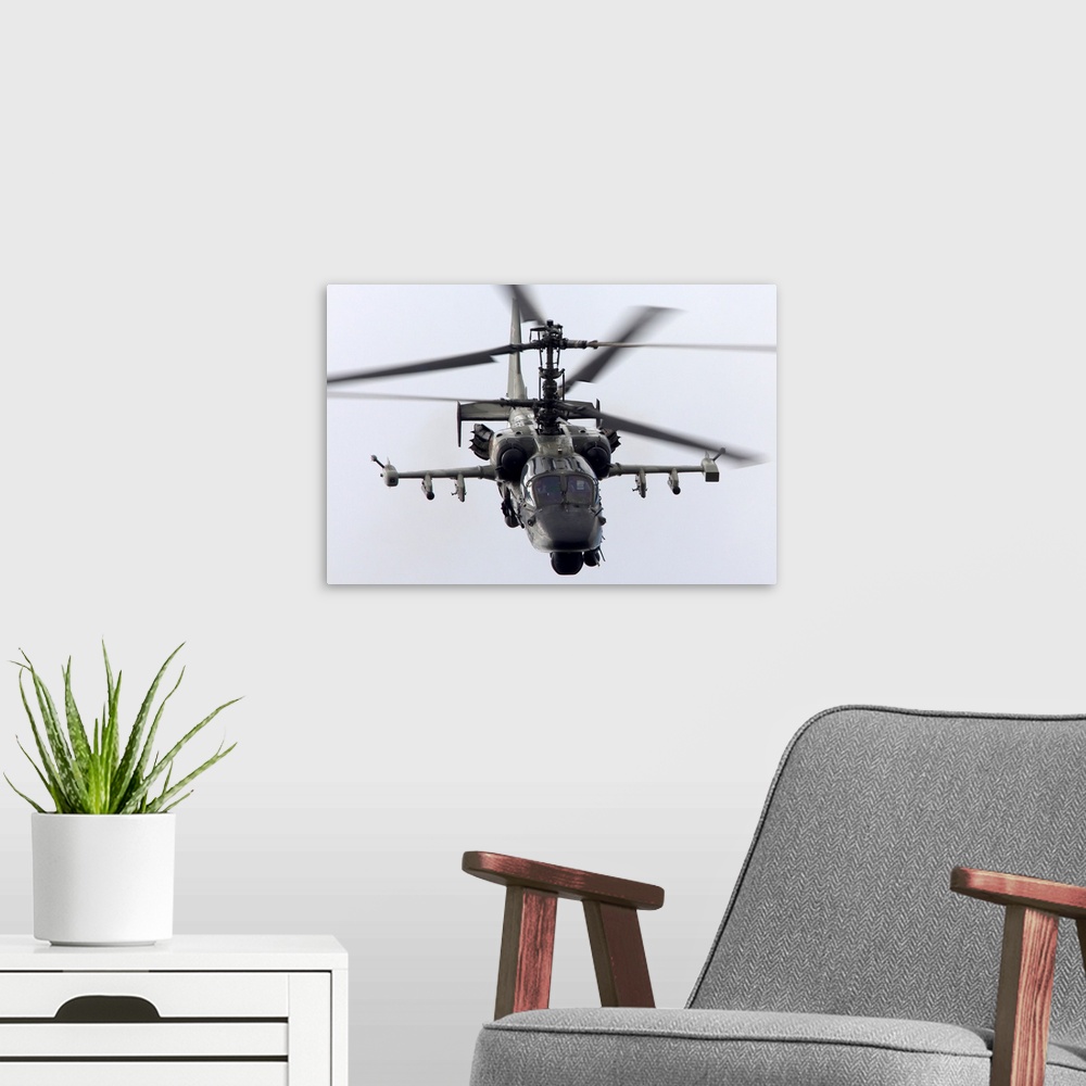 A modern room featuring Ka-52 Alligator attack helicopter of Russian Air Force.