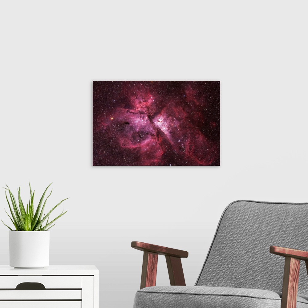 A modern room featuring NGC 3372, The Carina Nebula.