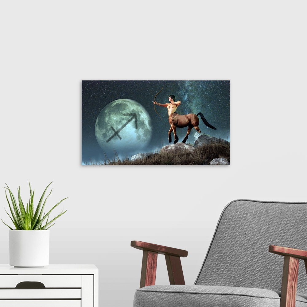 A modern room featuring Sagittarius is the ninth astrological sign of the Zodiac. Its symbol is the centaur archer.