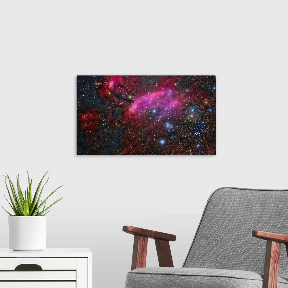 A modern room featuring The Prawn Nebula in the constellation Scorpius.