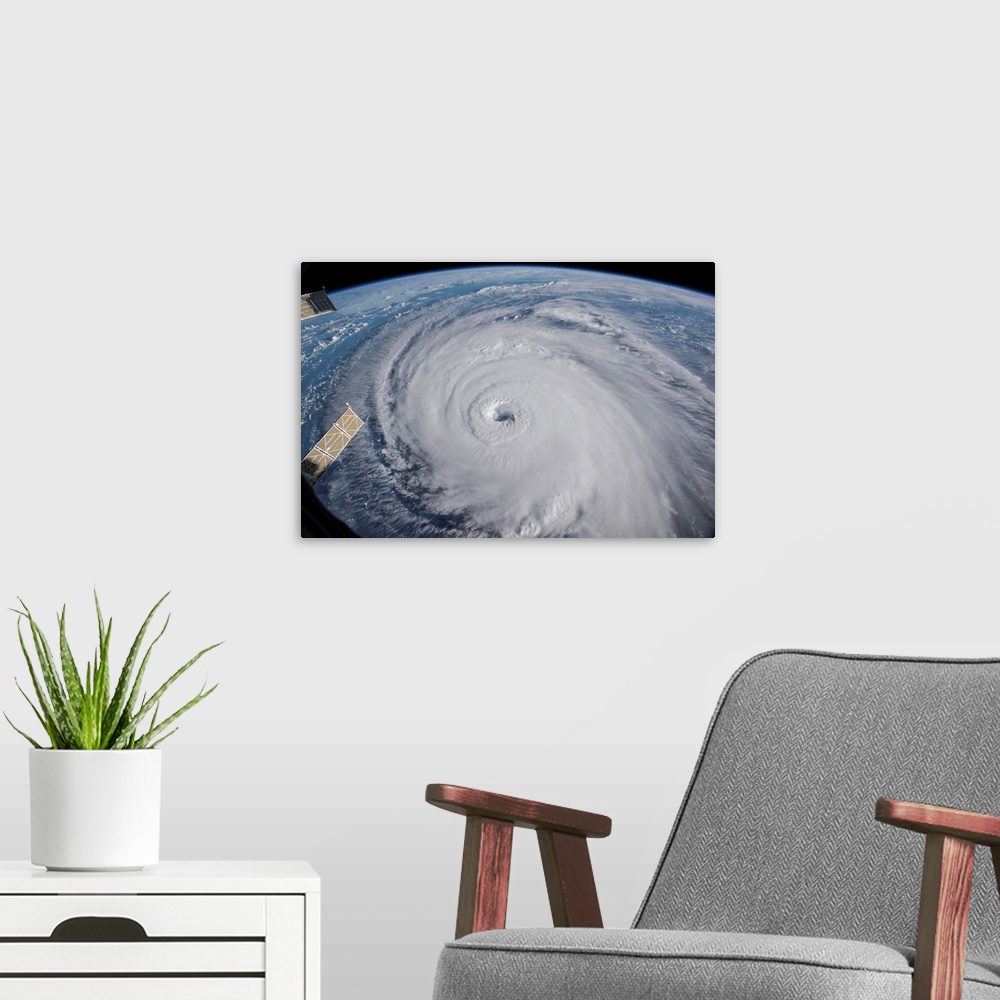 A modern room featuring View from space of Hurricane Florence in the Atlantic Ocean.